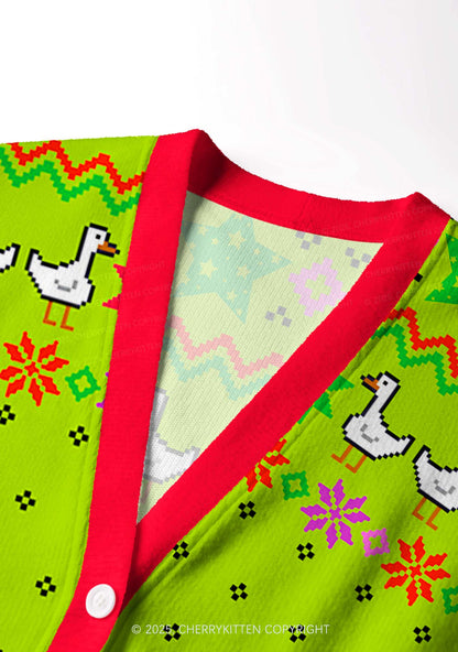 Santa Duck Y2K Christmas Cardigan Knit Sweatshirt Cherrykitten