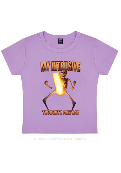 My Intrusive Thoughts Are Gay Pride Y2K Baby Tee Cherrykitten