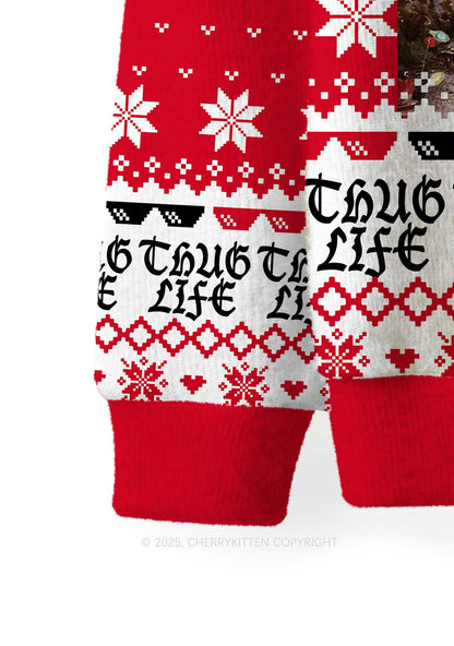 Thug Life Y2K Christmas Knit Sweatshirt Cherrykitten