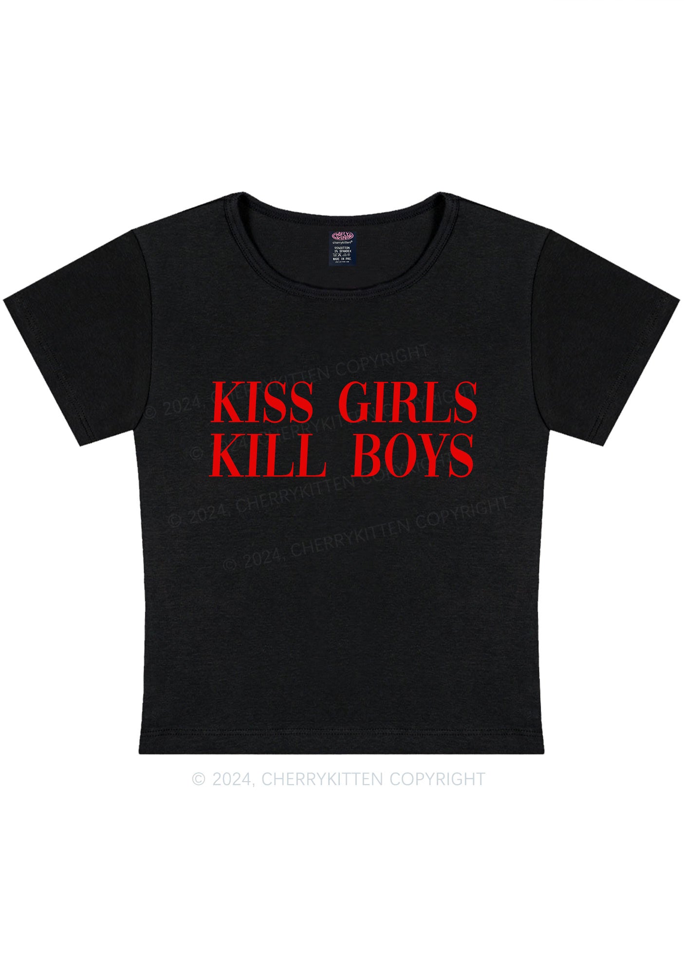 Kiss Girls Y2K Baby Tee Cherrykitten