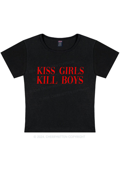 Kiss Girls Y2K Baby Tee Cherrykitten