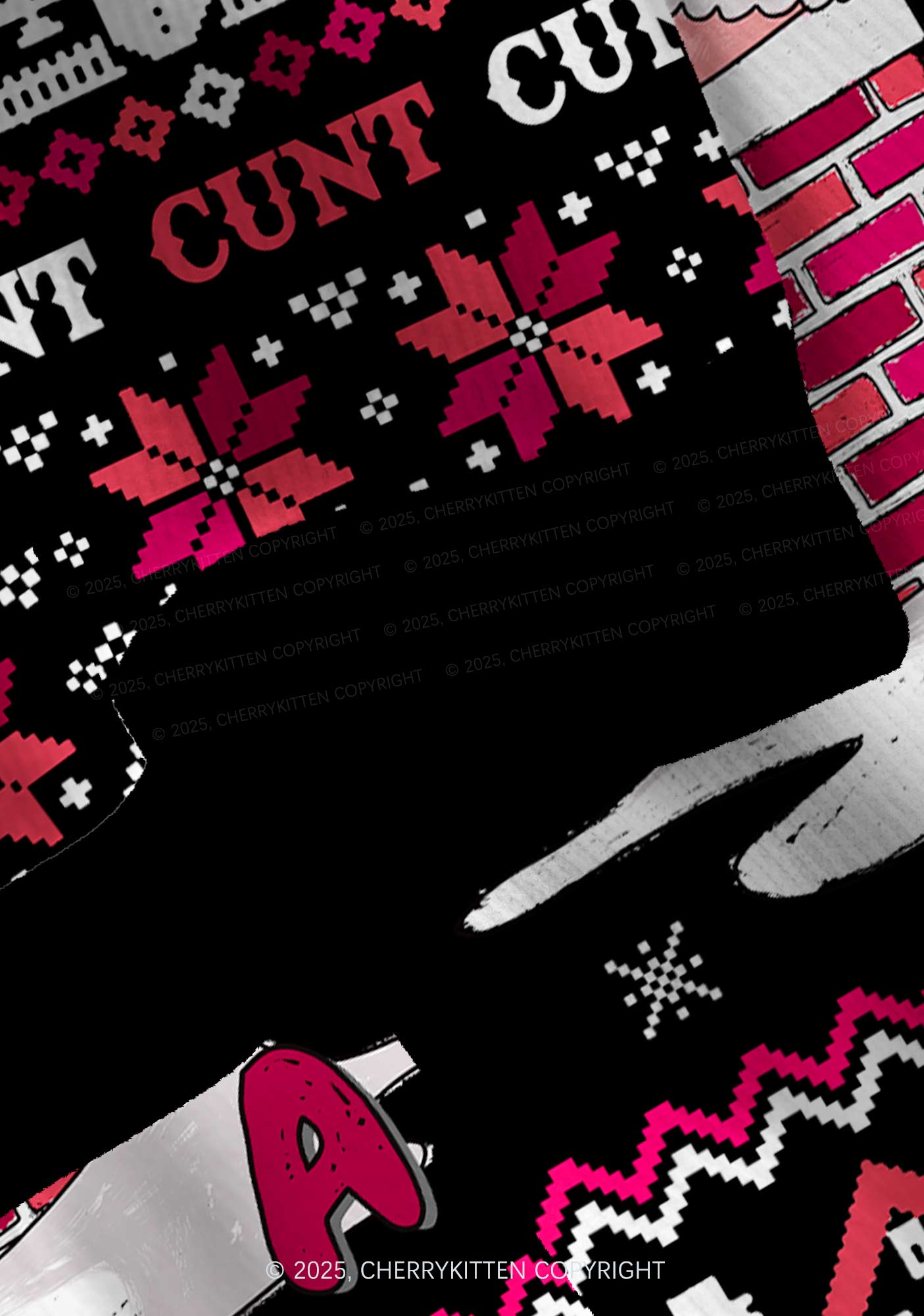 Santa Thinks Youre A Cxxt Y2K Christmas Cardigan Knit Sweatshirt Cherrykitten