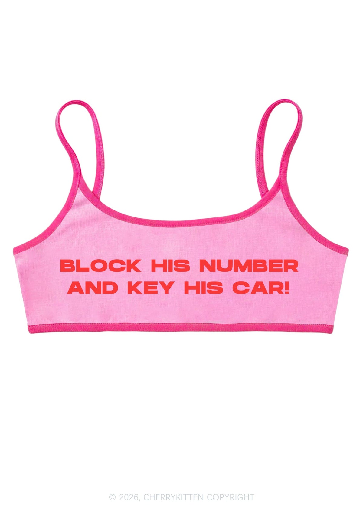 Block His Number Y2K Super Crop Cami Cherrykitten