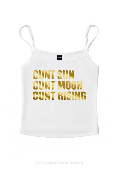 Cxxt Sun Moon Rising Silver Foil Printed Y2K Spaghetti Strap Cami Cherrykitten