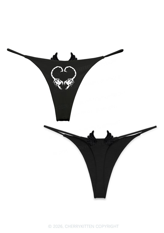 Skull Scorpion Heart Y2K Goth Angel Wings Bikini String Thong Cherrykitten