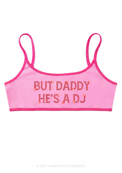 Rhinestone But Daddy Hes A Dj Y2K Super Crop Cami Cherrykitten