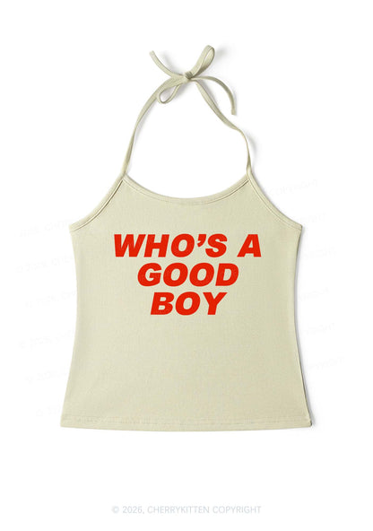 Whos Good Boy Y2K Halter Neck Cami Cherrykitten