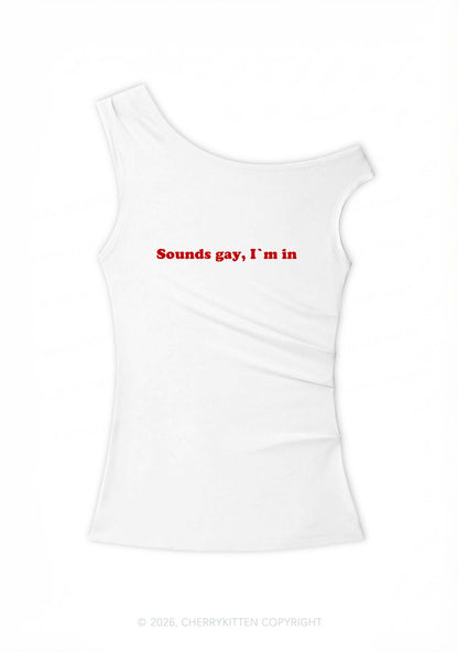 Sounds Gay Pride Y2K Off Shoulder Tank Top Cherrykitten