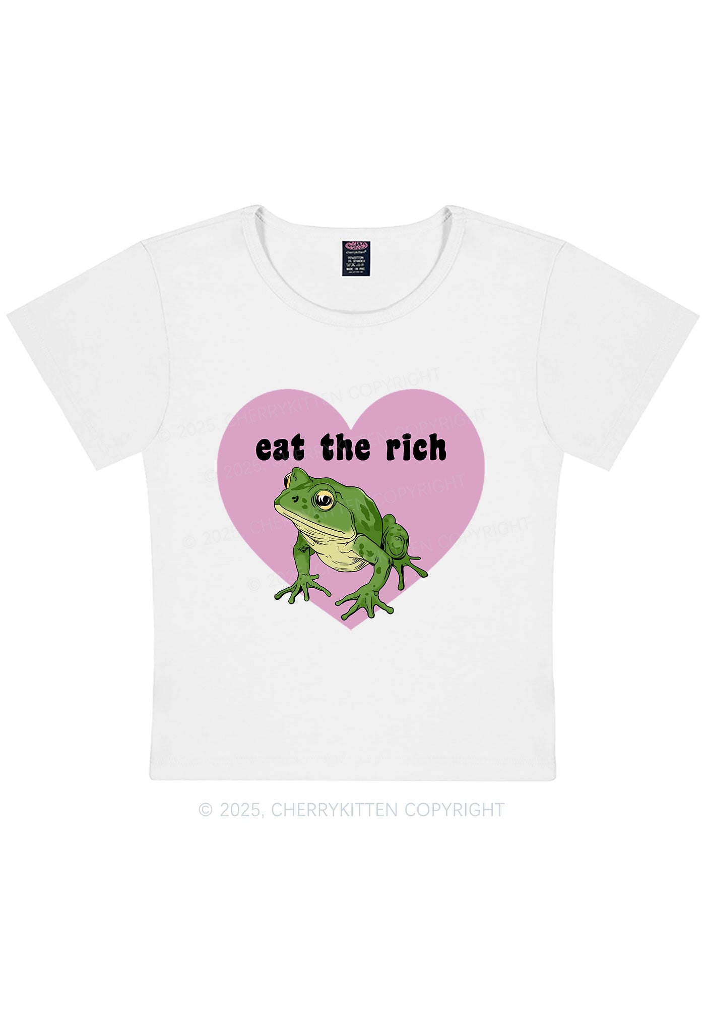 Curvy Eat The Rich Frog Y2K Baby Tee Cherrykitten