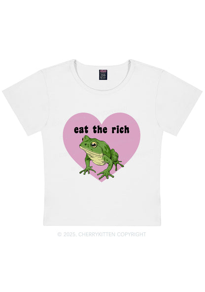 Curvy Eat The Rich Frog Y2K Baby Tee Cherrykitten