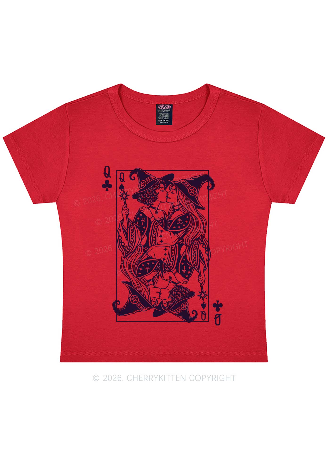 Halloween Witches Queen Kiss Y2K Baby Tee Cherrykitten