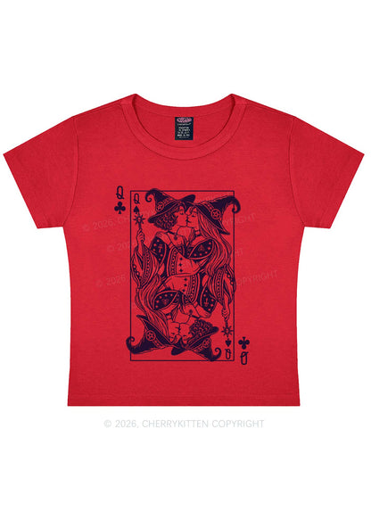 Halloween Witches Queen Kiss Y2K Baby Tee Cherrykitten