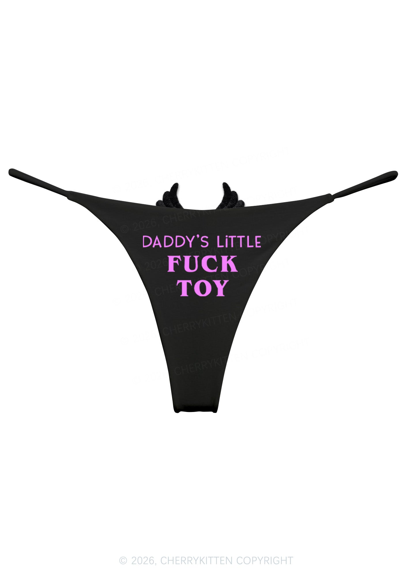 Daddys Little Fxxk Toy Y2K Bikini String Thong With Black Wings Cherrykitten