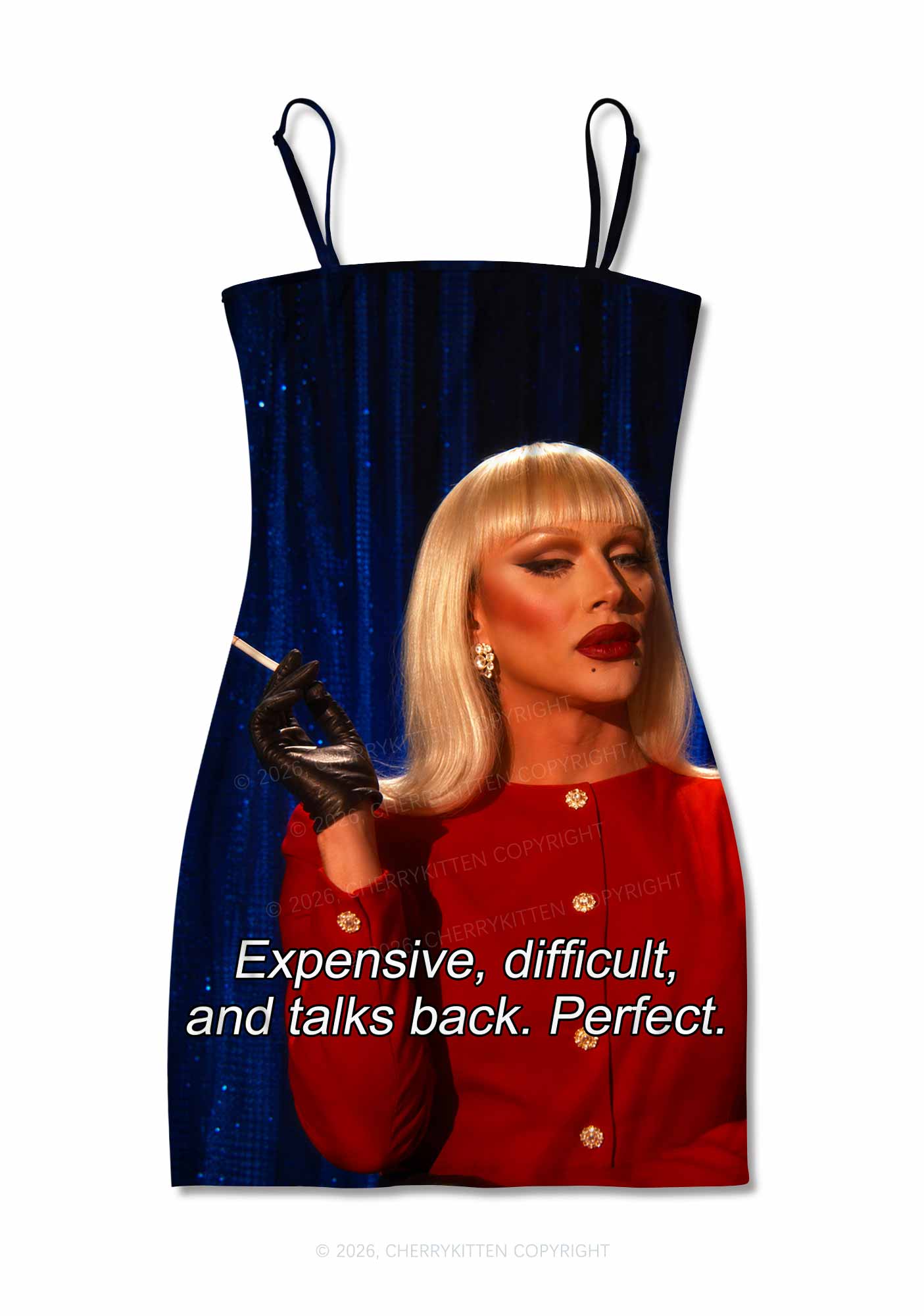 Expensive Difficult And Talks Back Y2K Print Slip Dress Cherrykitten