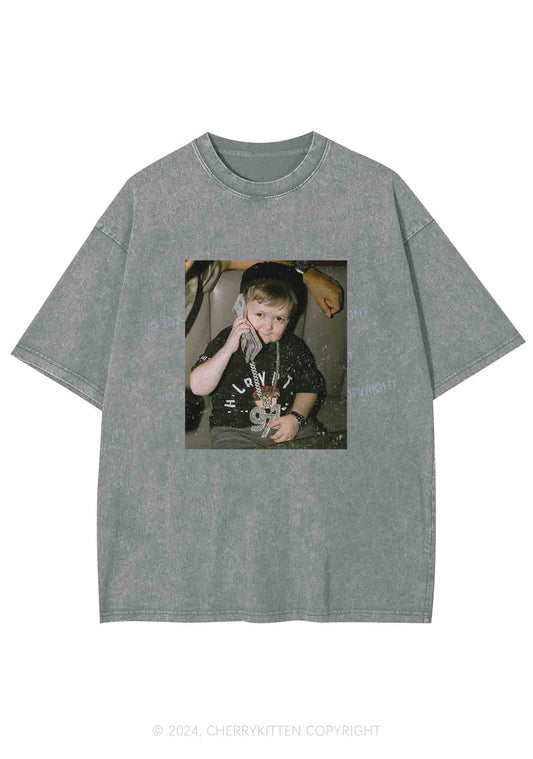 He Is Pretending To Call Y2K Washed Tee Cherrykitten
