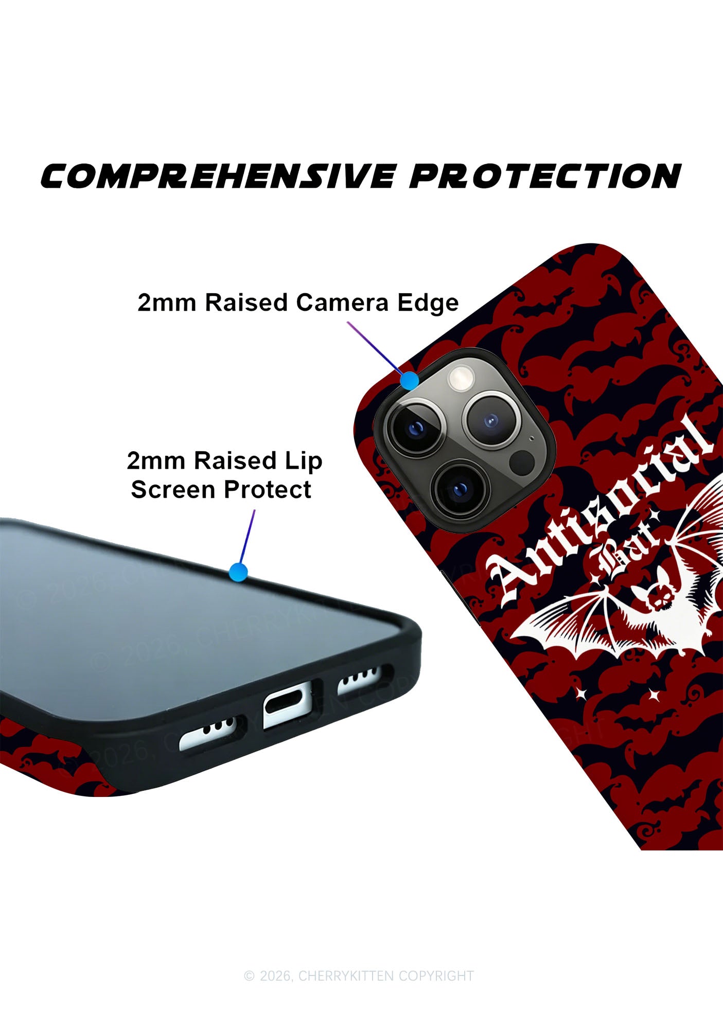 Halloween Antisocial Bat Y2K Phone Case Cherrykitten