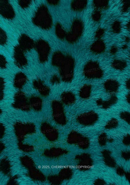 Green Leopard Y2K Print Mini Layered Skirt Cherrykitten