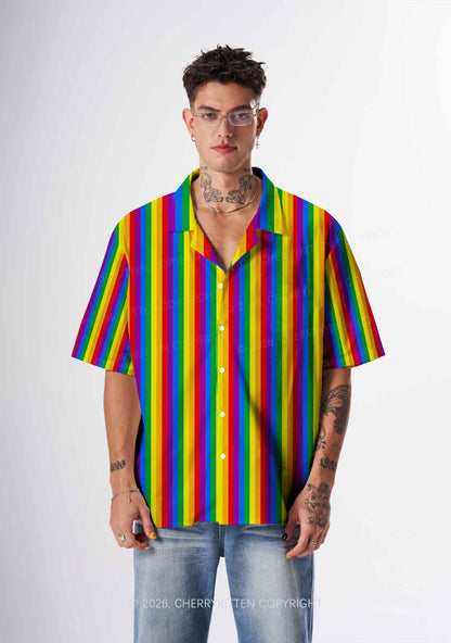 Rainbow Flag Pride Y2K Print Hawaiian Shirt Cherrykitten