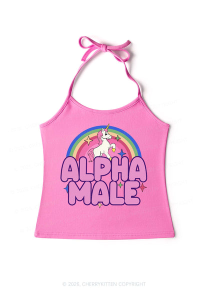Rainbow Unicorn Alpha Male Y2K Halter Neck Cami Cherrykitten