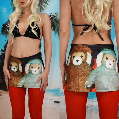 Bear Friends Y2K Print Mini Skirt Cherrykitten