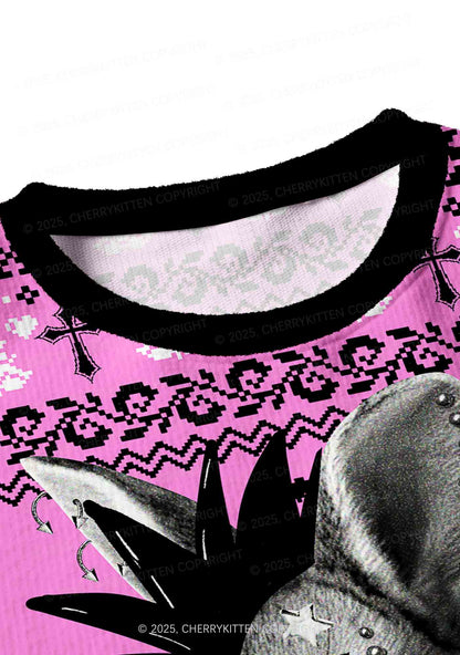 Custom Punk Pet Y2K Christmas Crop Knit Sweatshirt Cherrykitten