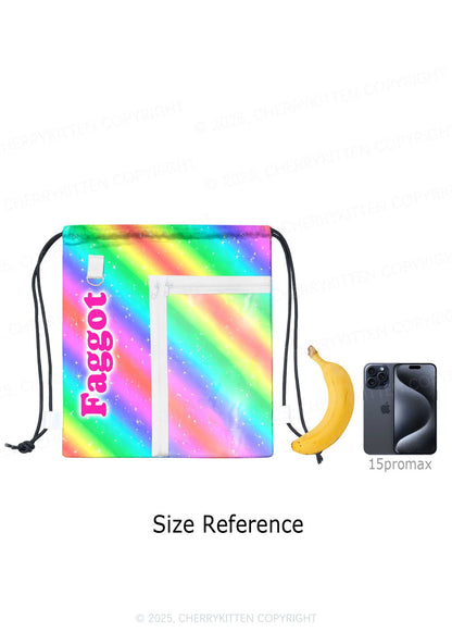 Rainbow Slide Faggot Pride Y2K Drawstring Itabag Backpack Cherrykitten