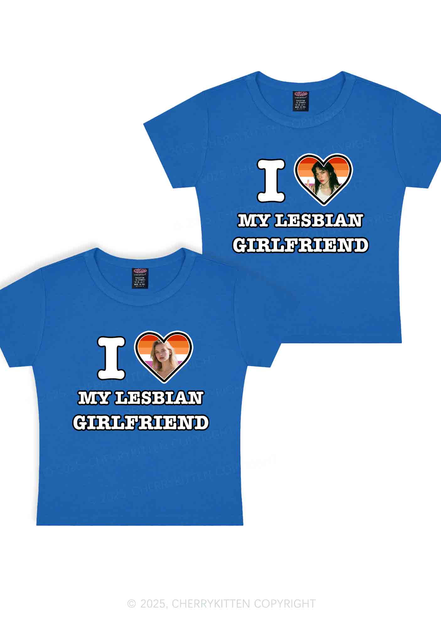 Custom My Lesbian GF Pride Y2K Valentine's Day Baby Tee Cherrykitten