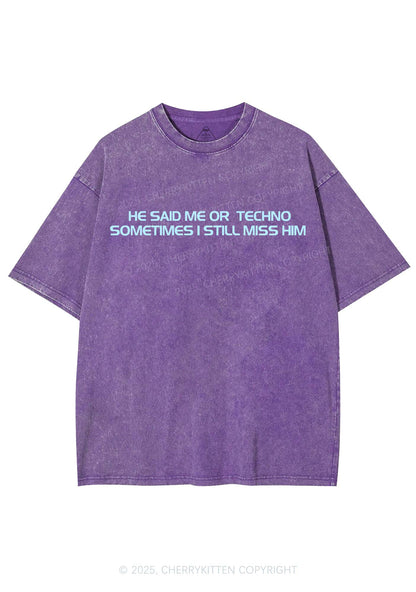 Me Or Techno Y2K Shirts Washed Tee Cherrykitten