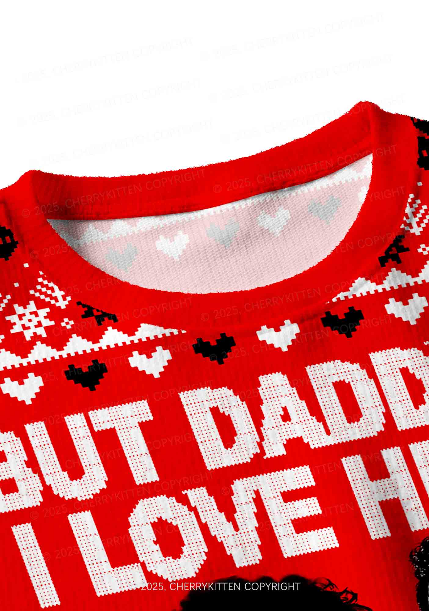 Daddy I Love Luigi Y2K Christmas Crop Knit Sweatshirt Cherrykitten