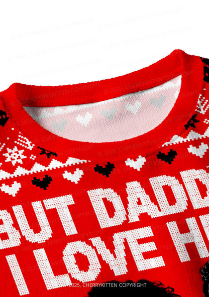 Daddy I Love Luigi Y2K Christmas Crop Knit Sweatshirt Cherrykitten