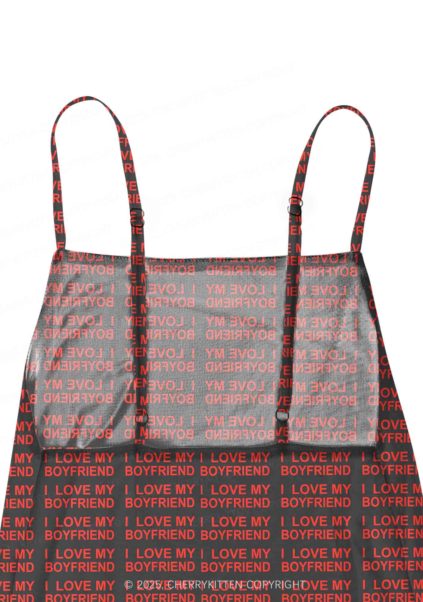 I Love My Boyfriend Y2K Mesh Slip Dress Cherrykitten