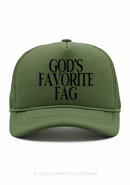 Gods Favorite Fag Pride Y2K Trucker Hat Cherrykitten