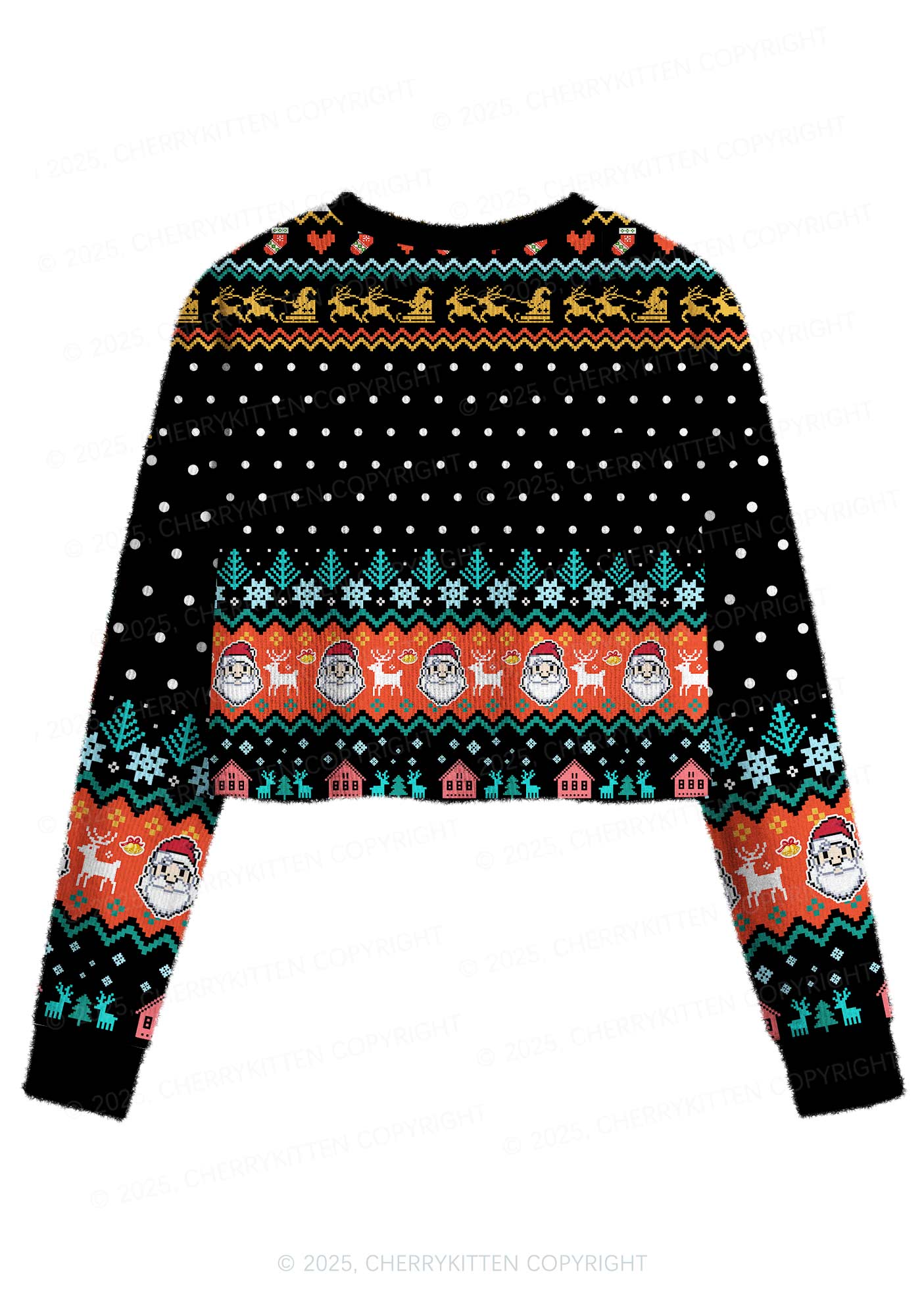 Santas Lil Slxt Y2K Christmas Crop Knit Sweatshirt Cherrykitten