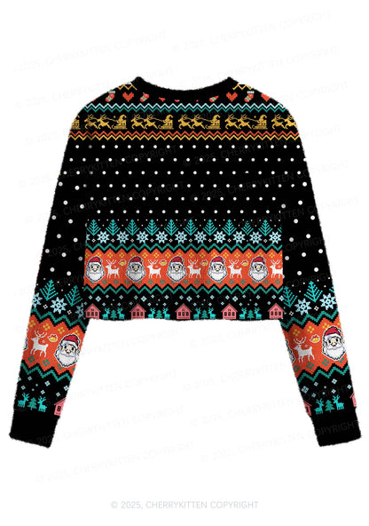 Santas Lil Slxt Y2K Christmas Crop Knit Sweatshirt Cherrykitten