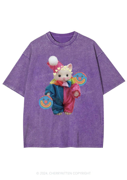 Chat Clown Y2K Washed Tee Cherrykitten