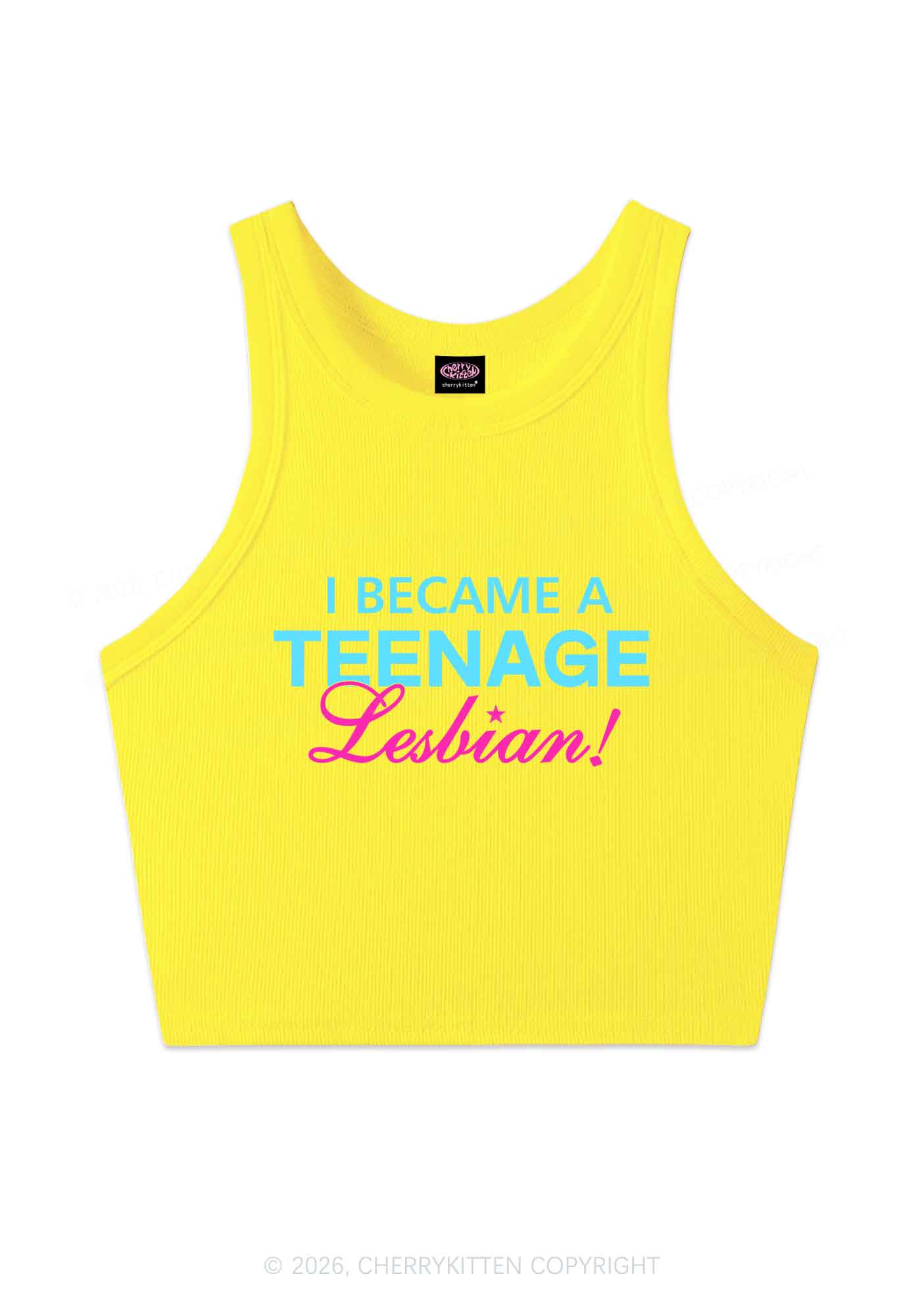 I Became A Teenage Lesbian Pride Y2K Crop Tank Top Cherrykitten