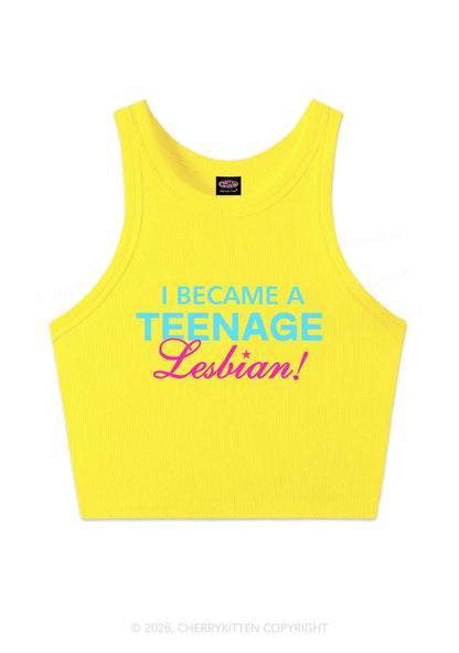 I Became A Teenage Lesbian Pride Y2K Crop Tank Top Cherrykitten