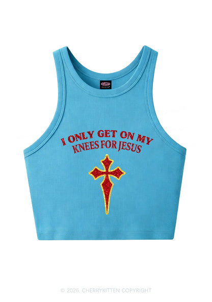 Glitter Get On My Knees For Jesus Y2K Crop Tank Top Cherrykitten