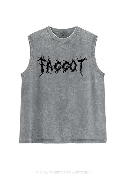 Punk Faggot Pride Y2K Washed Muscle Tank Cherrykitten