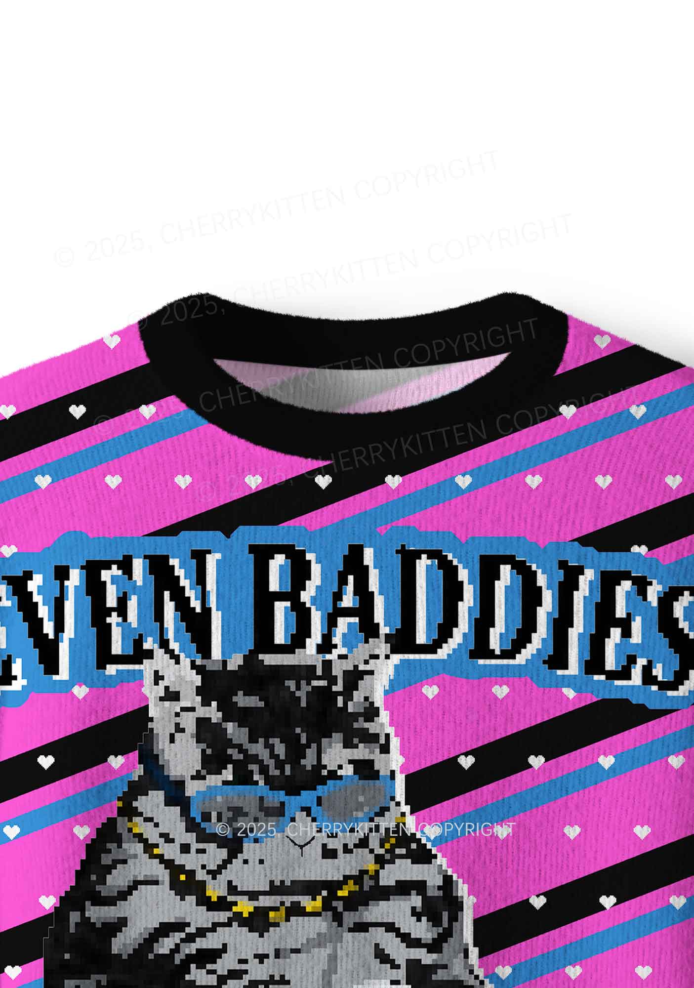 Even Baddies Get Saddies Y2K Christmas Knit Sweatshirt Cherrykitten