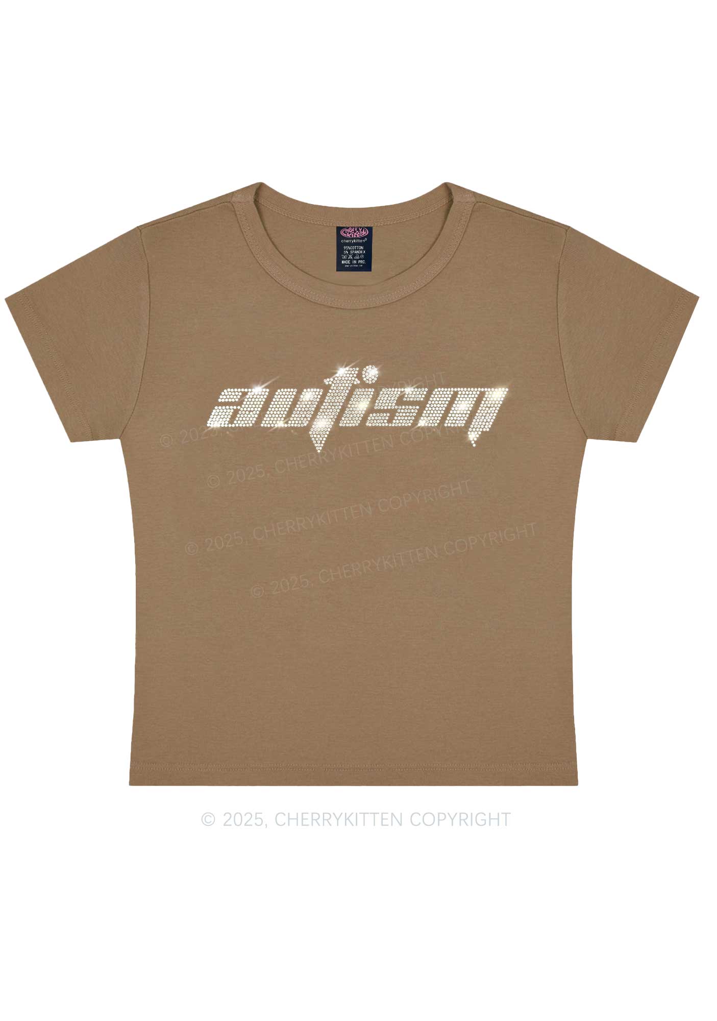 Rhinestone Autism Y2K Baby Tee Cherrykitten