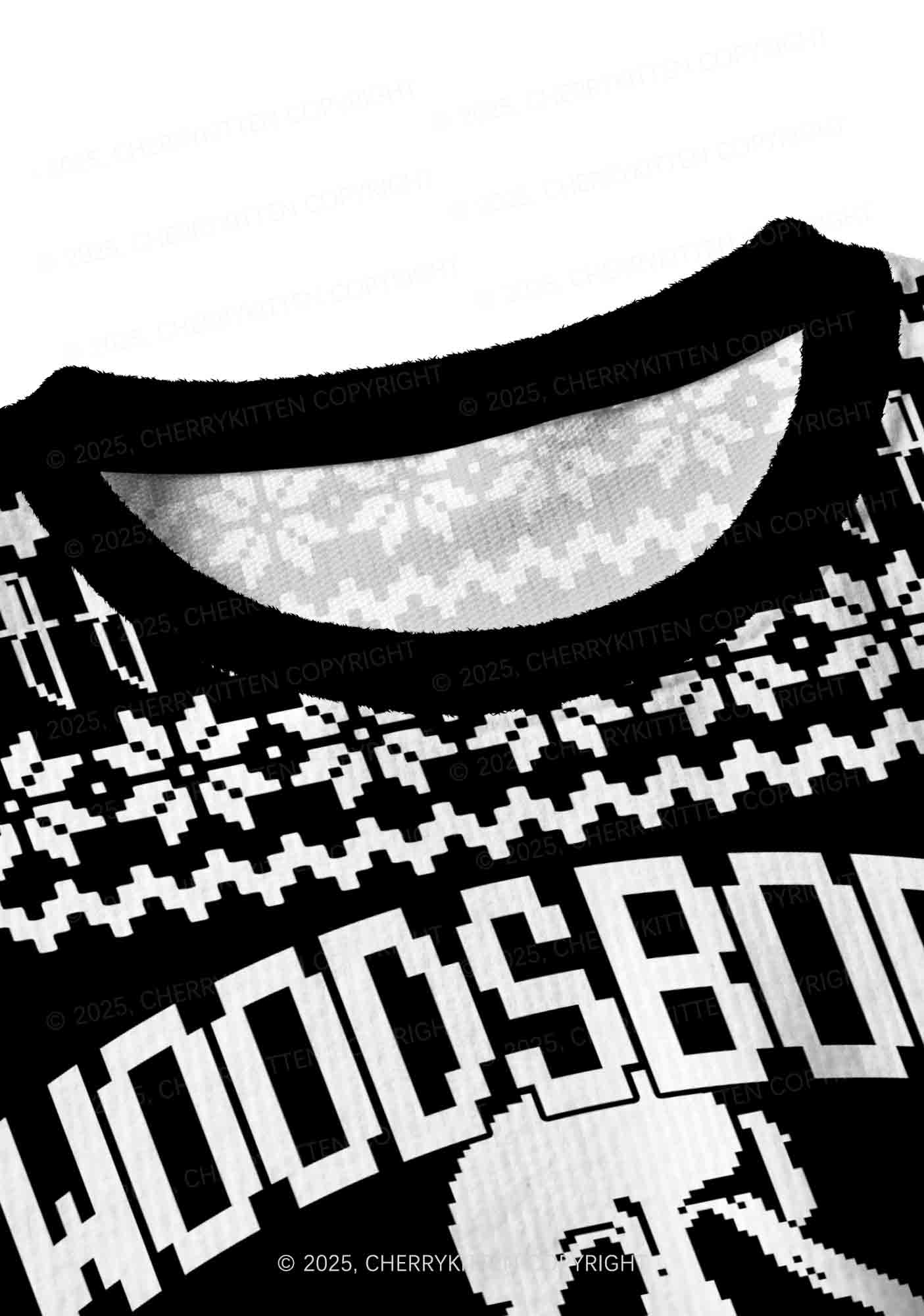 Halloween Black Horror Club Y2K Christmas Crop Knit Sweatshirt Cherrykitten