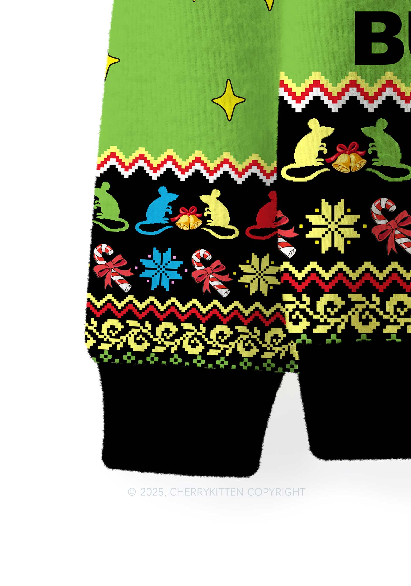 Overstimulated But Festive Y2K Christmas Knit Sweatshirt Cherrykitten