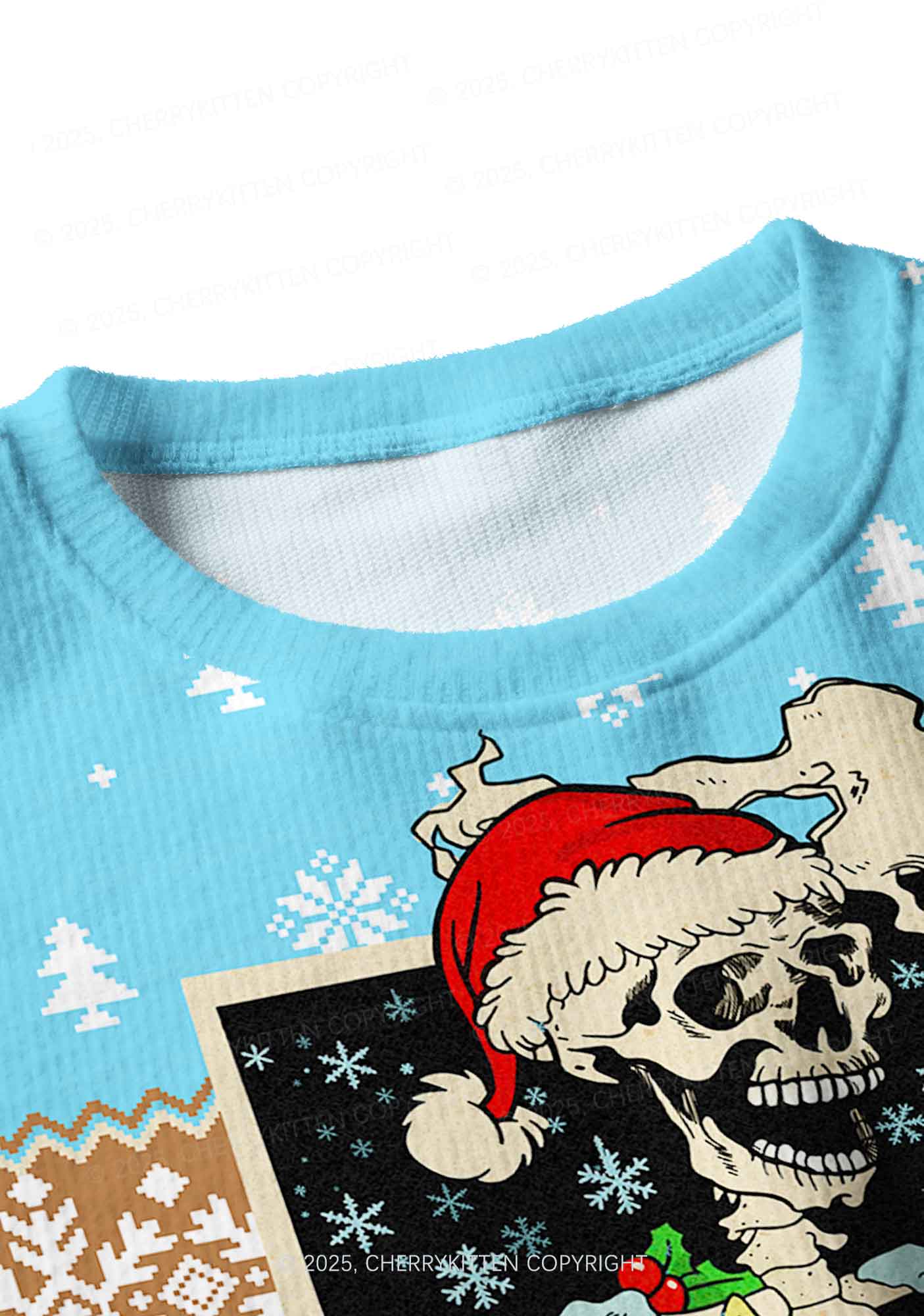 Dead Inside Y2K Christmas Crop Knit Sweatshirt Cherrykitten