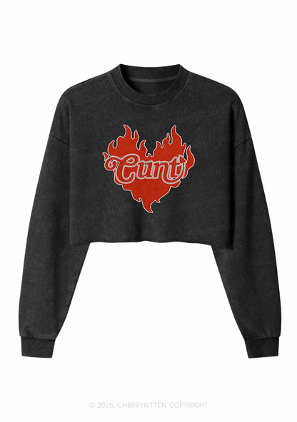 Cxxt Devil Y2K Valentine's Day Crop Washed Sweatshirts Cherrykitten