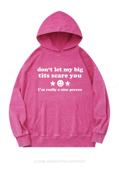 Dont Let My Big Txts Scare You Y2K Washed Hoodie Cherrykitten
