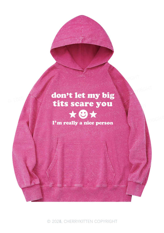 Dont Let My Big Txts Scare You Y2K Washed Hoodie Cherrykitten