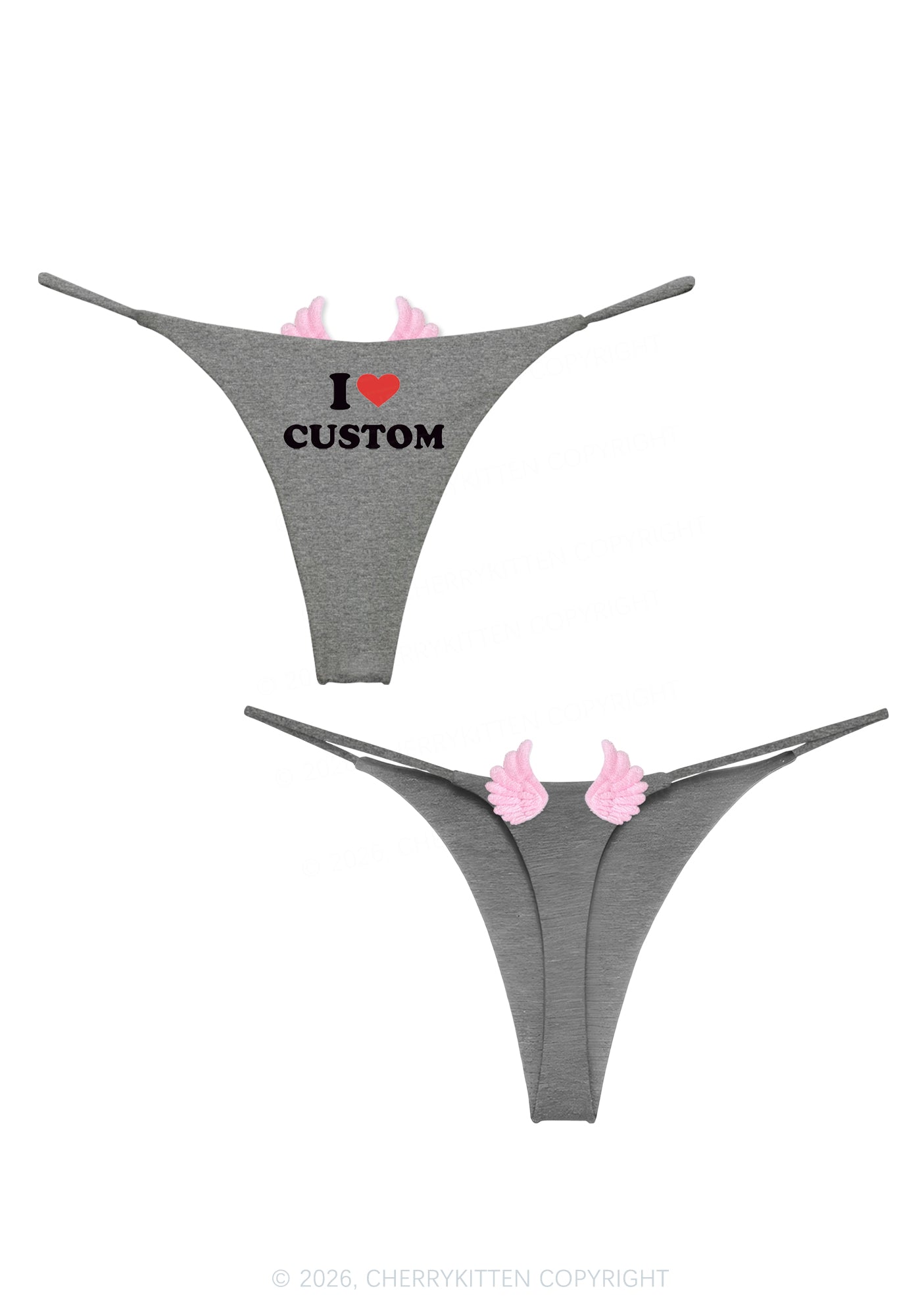 I Love Custom Y2K Goth Angel Wings Bikini String Thong Cherrykitten