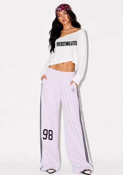 Overstimulated Y2K Off Shoulder Long Sleeve Crop Top Cherrykitten