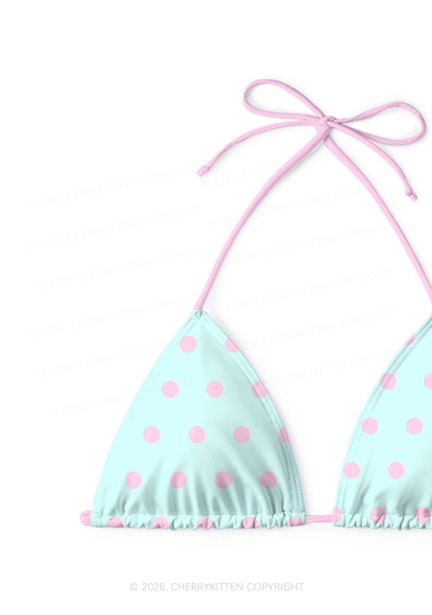 Mint Blue And Pink Dots Y2K Print Bikini Set Cherrykitten